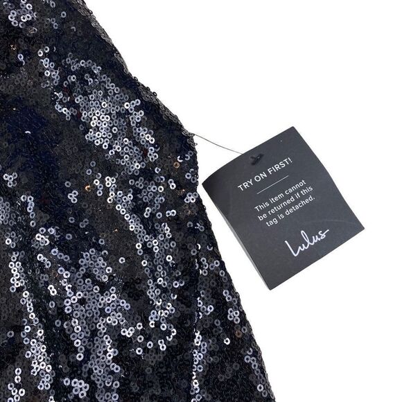 Lulus Skirt Black Sequin Mini NWT XS - Picture 4 of 5